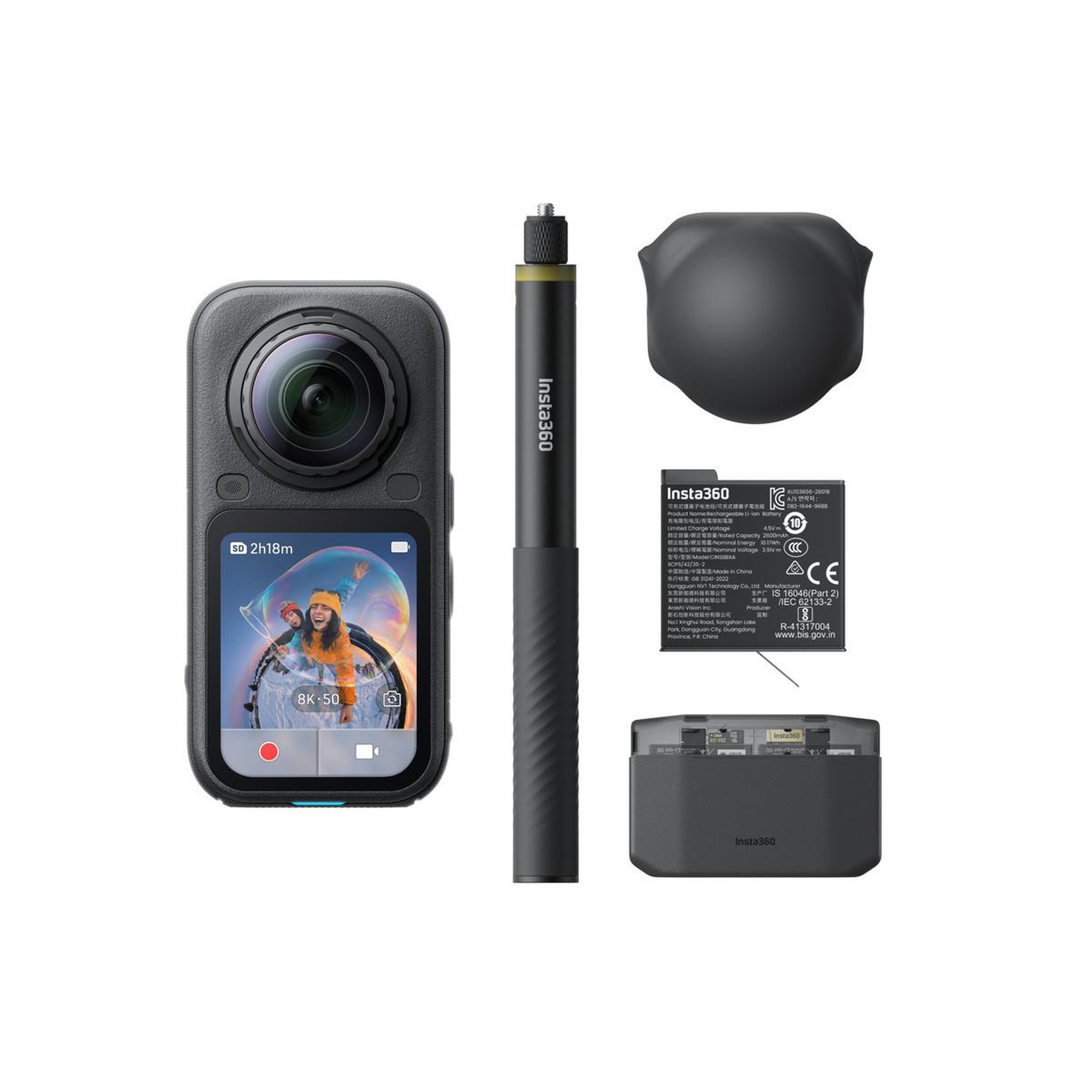 Voir la diapositive 2 : INSTA360 Insta360 x6 essentials bundle cam sport 8k 360 noir avec perche à selfie, dolby vision, photos 120mp et batterie 2600 mah