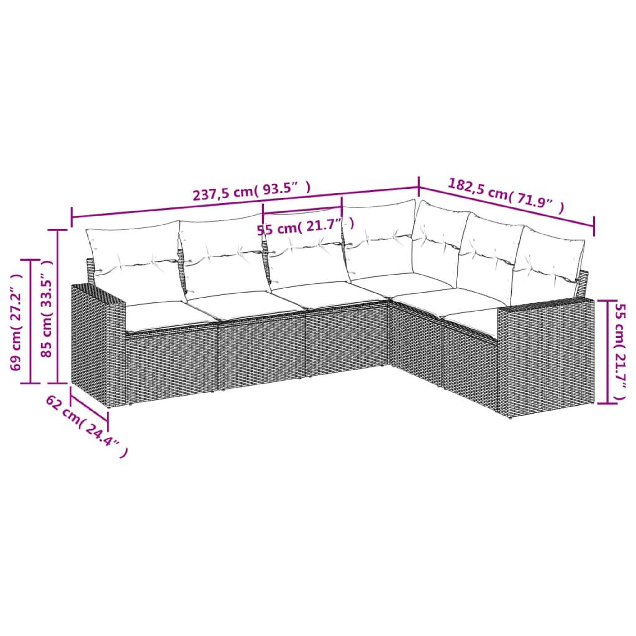 Voir la diapositive 3 : VIDAXL Salon de jardin 6 pcs avec coussins gris clair resine tressee