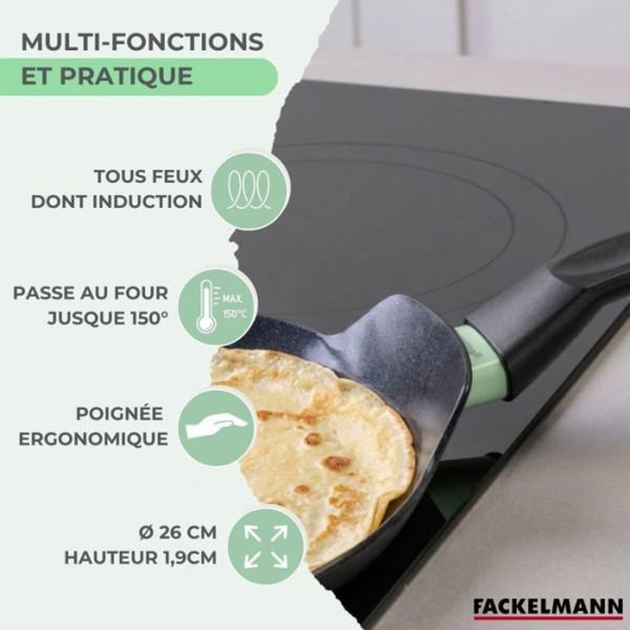 Voir la diapositive 4 : Fackelmann Set chandeleur crepiere - fackelmann - brandao - ø 26 cm - 3 ustensiles