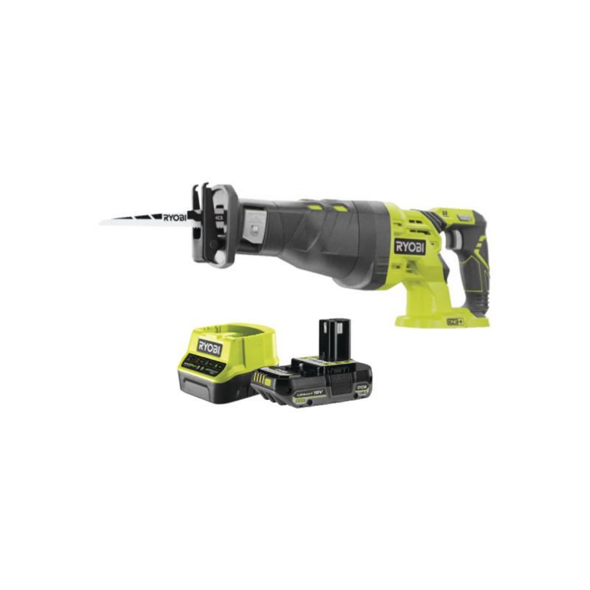 Ryobi Pack RYOBI Scie sabre R18RS-0 - 18V One+ - 1 Batterie 2.0Ah - 1 Chargeur rapide
