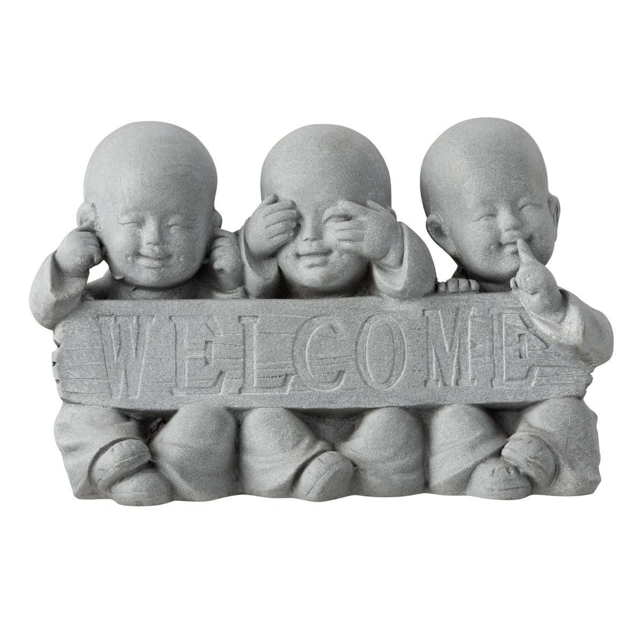 J-LINE Statue déco en résine  welcome  42cm gris