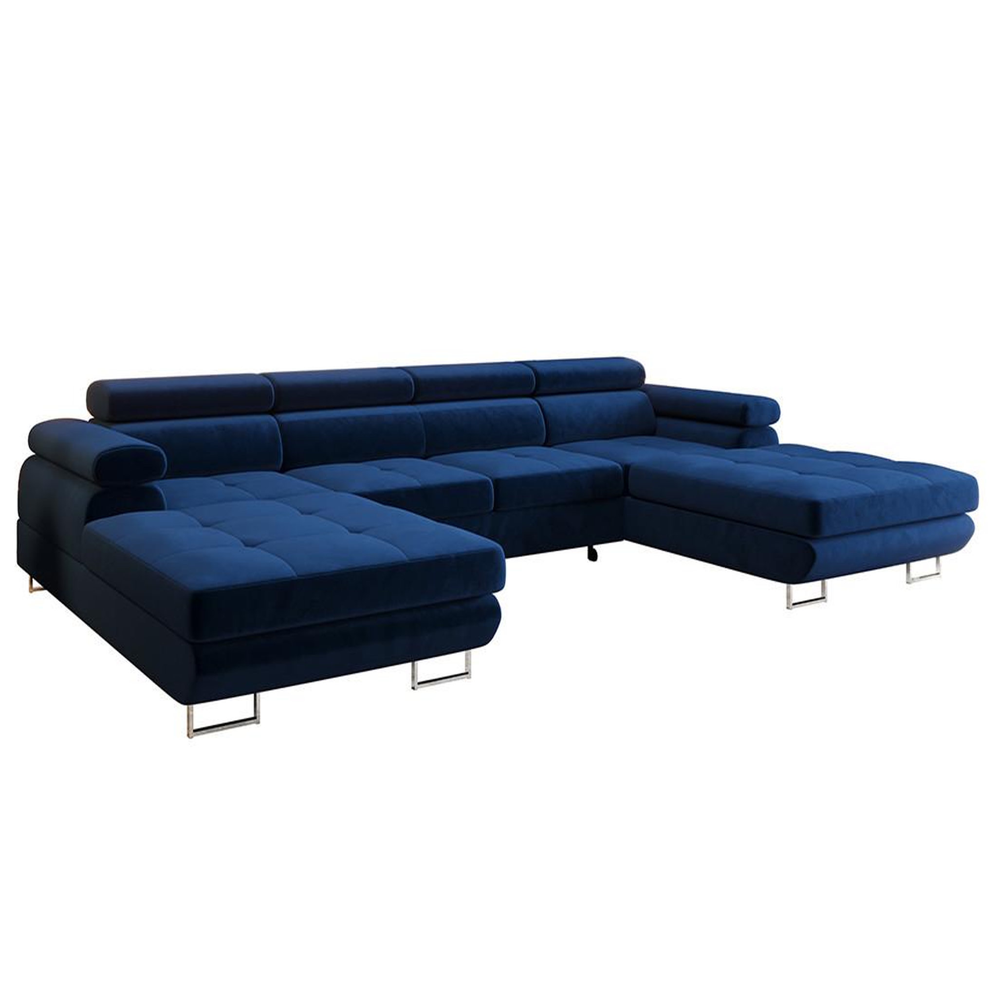 Voir la diapositive 5 : BEST MOBILIER Ayden - canapé panoramique en u 7 places convertible avec coffre et têtières réglables en tissu