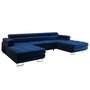 Voir la diapositive 5 : BEST MOBILIER Ayden - canapé panoramique en u 7 places convertible avec coffre et têtières réglables en tissu
