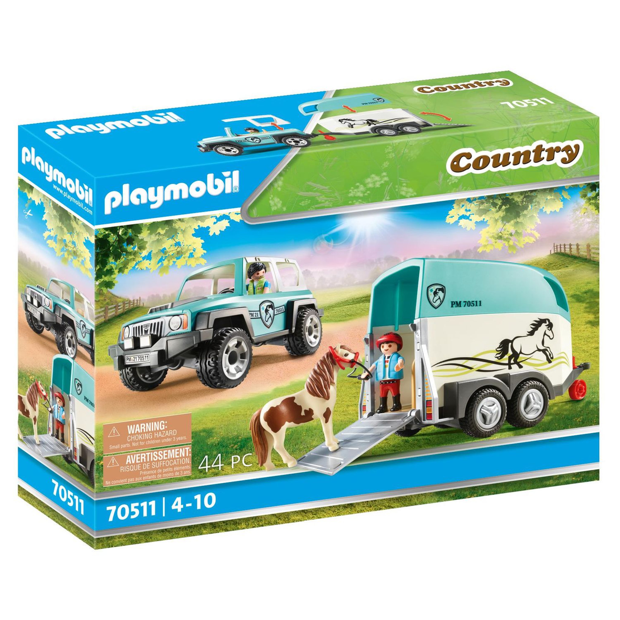 PLAYMOBIL 70511 - Country Voiture et Van pour poney 