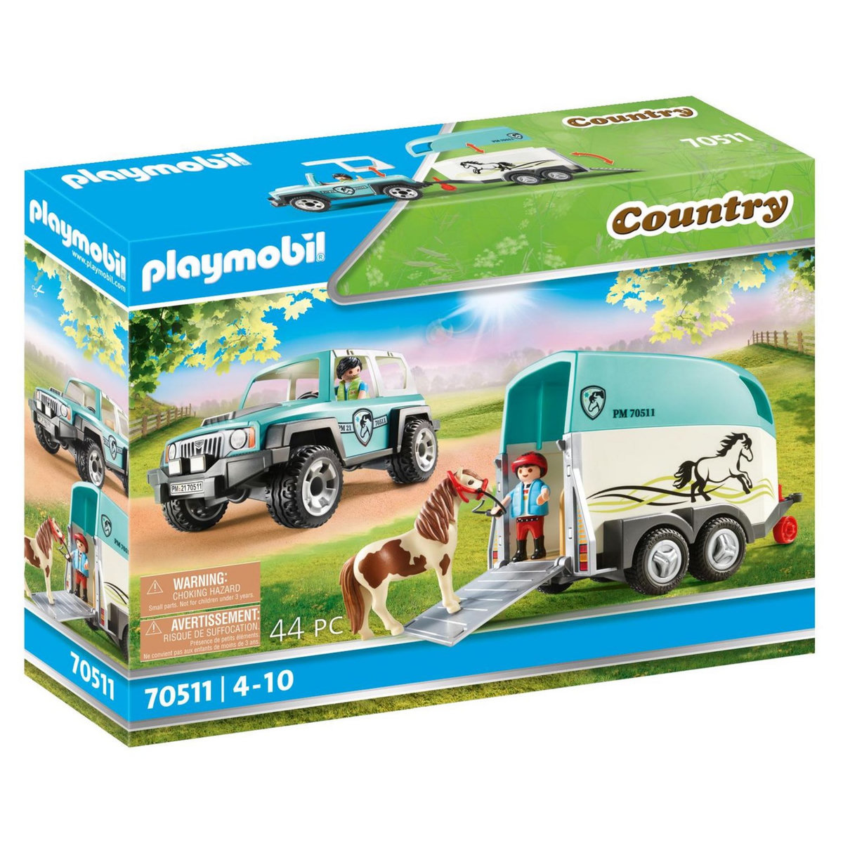 PLAYMOBIL 70511 - Country Voiture et Van pour poney 