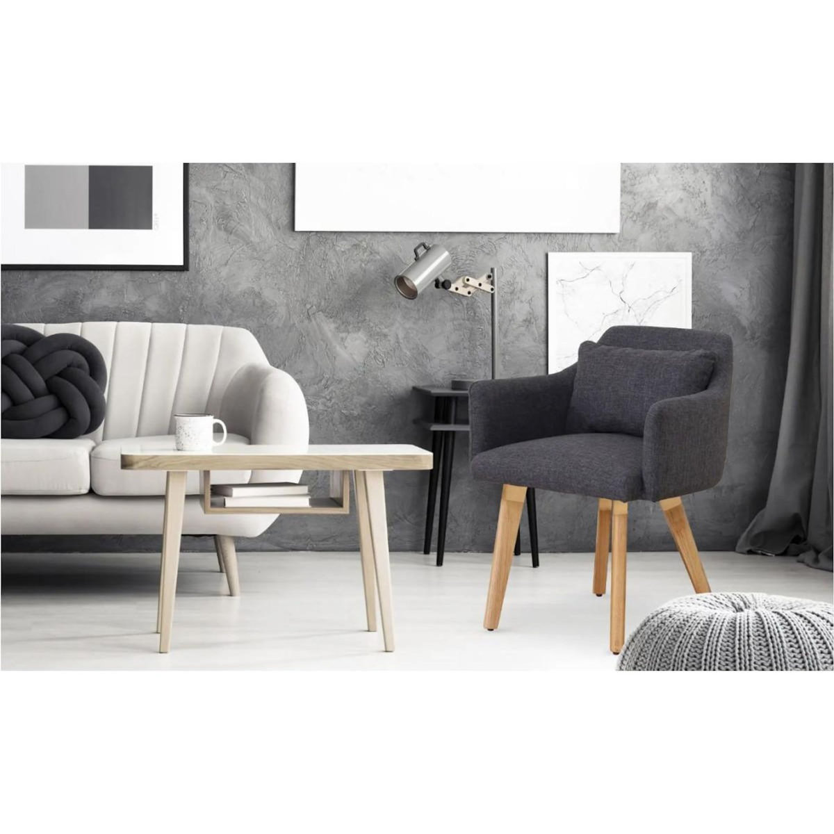 Paris Prix Fauteuil Scandinave  Alan  70cm Gris Foncé