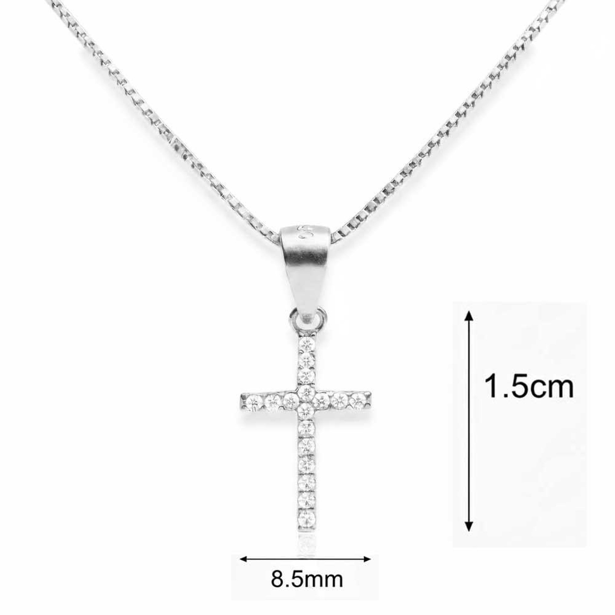 Voir la diapositive 3 : L'ATELIER D'AZUR Collier Argent 925/000 Rhodié - Croix Pavée de Zirconiums