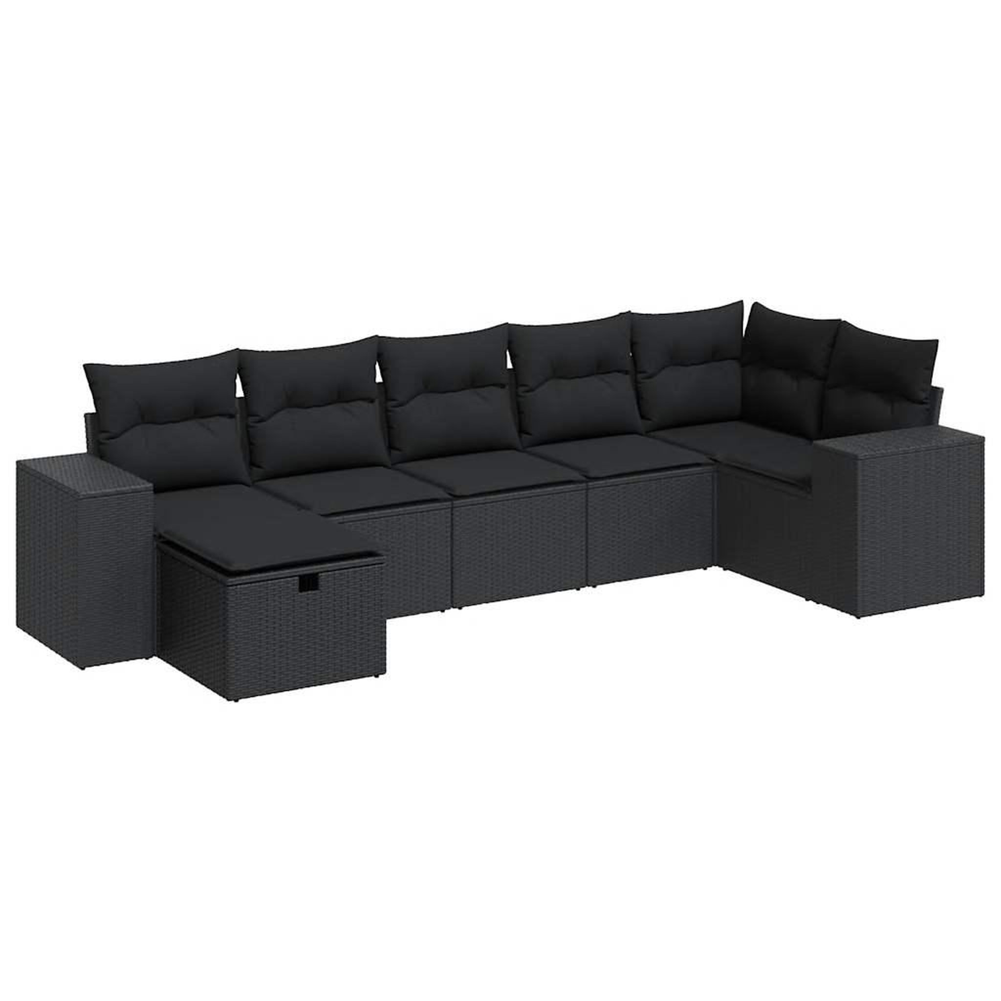 Voir la diapositive 2 : VIDAXL Salon de jardin 7 pcs avec coussins noir resine tressee
