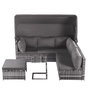 Voir la diapositive 4 : MERAX Salon de jardin 6 places en Rattan avec canapé à toit, pouf, fauteuils et table, gris