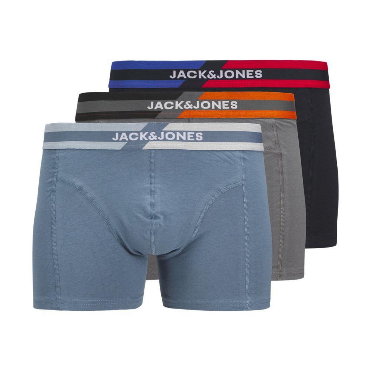 Jack & Jones x3 Boxers Bleu//Noir Homme Jack & Jones Solid Trunks 3
