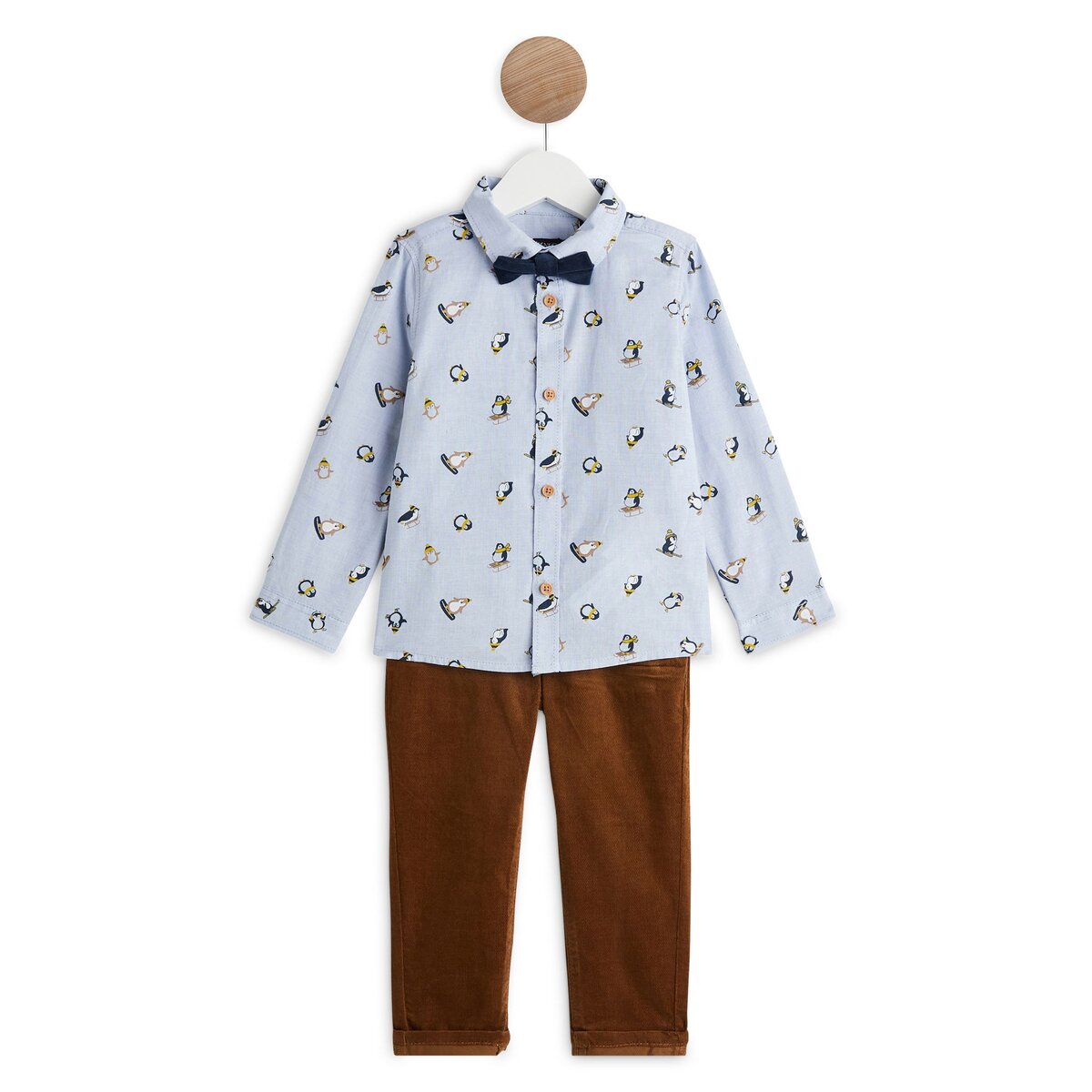 INEXTENSO Ensemble de fêtes pantalon + chemise avec noeud papillon bébé garçon