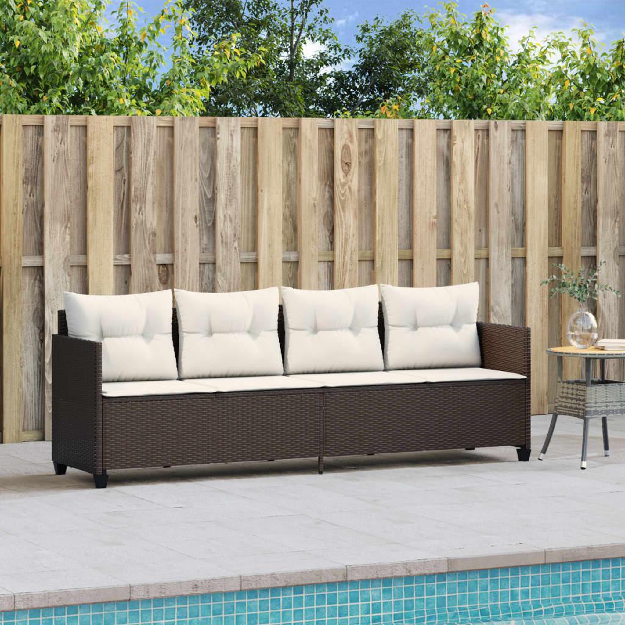Voir la diapositive 3 : VIDAXL Chaise longue avec coussins marron resine tressee