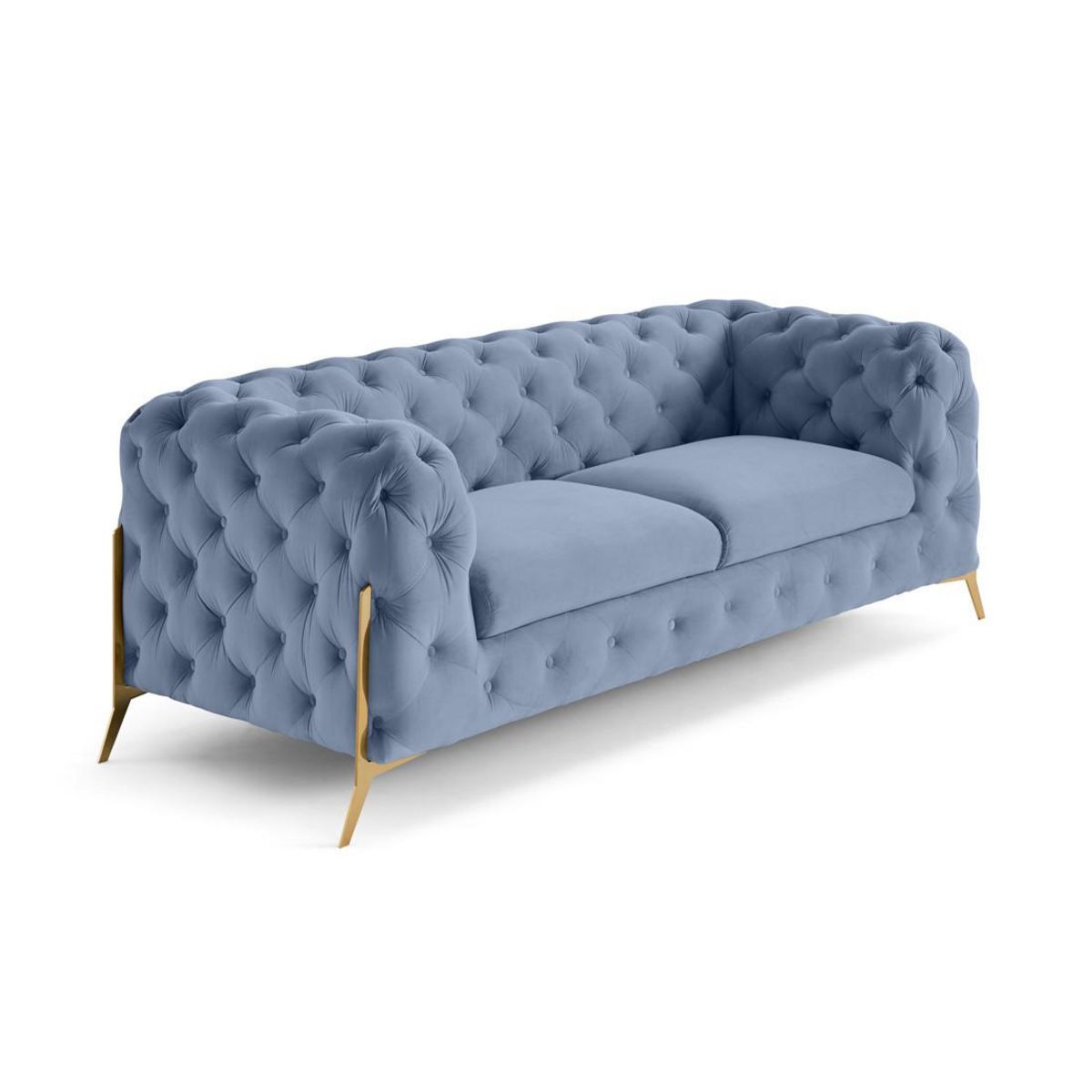 LISA DESIGN Camden - canapé 3 places chesterfield en velours - pieds en métal doré