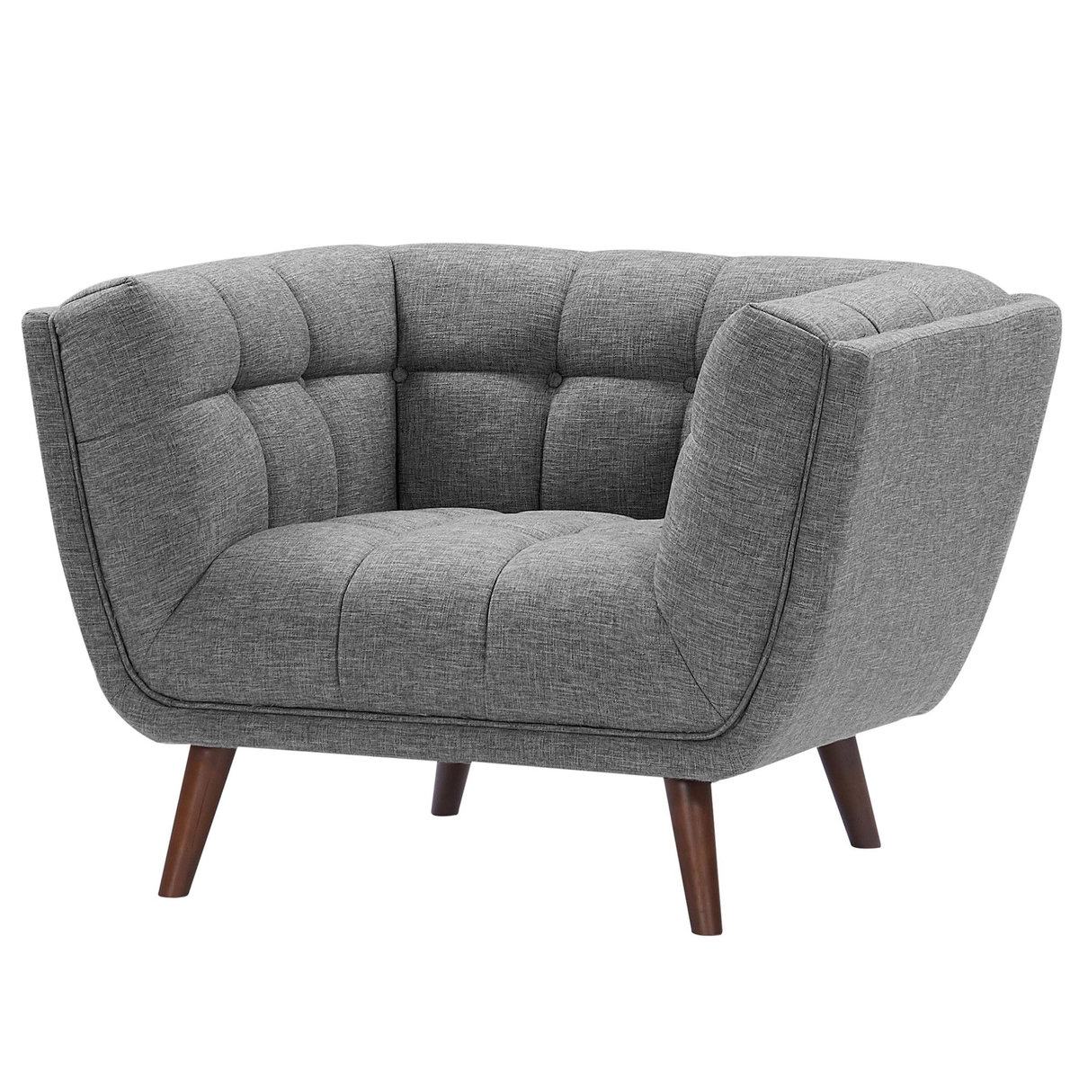 Rendez vous déco Fauteuil capitonné en tissu gris-Carmen