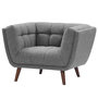 Voir la diapositive 6 : Rendez vous déco Fauteuil capitonné en tissu gris-Carmen