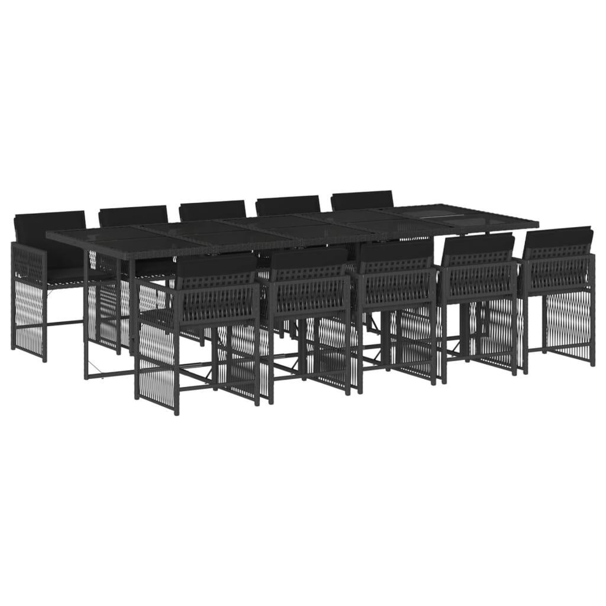 Voir la diapositive 2 : VIDAXL Ensemble a manger de jardin 11 pcs coussins noir resine tressee