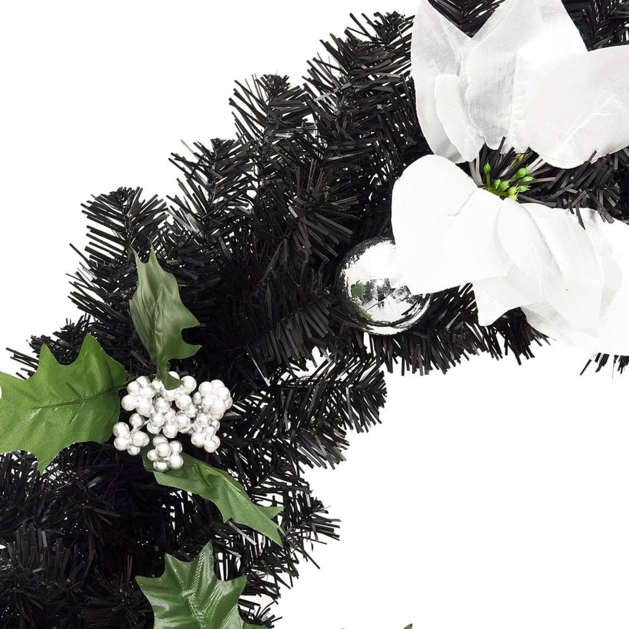 Voir la diapositive 5 : VIDAXL Couronne de Noël avec lumieres LED Noir 60 cm PVC