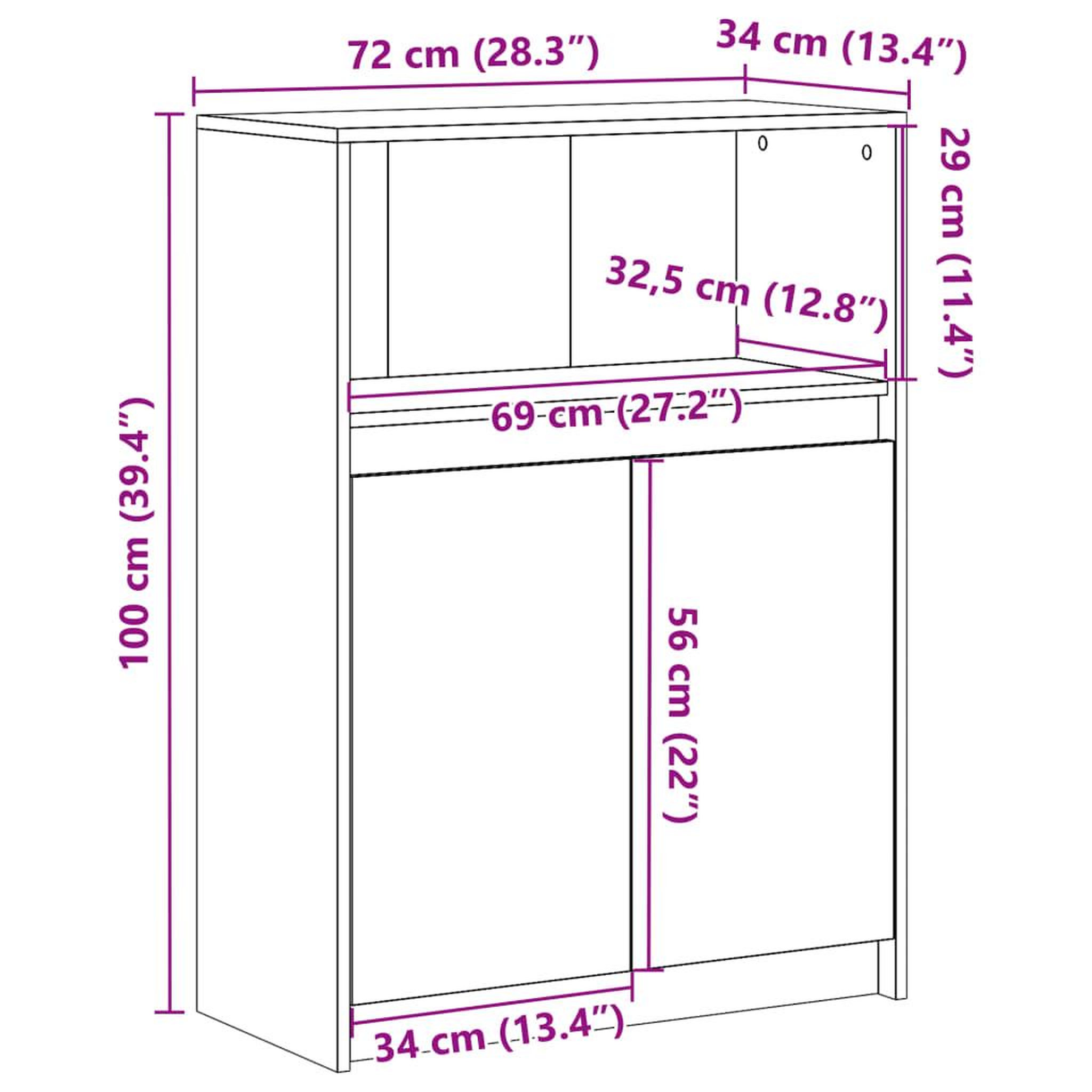 Voir la diapositive 6 : VIDAXL Buffet avec LED chene marron 72x34x100 cm bois d'ingenierie
