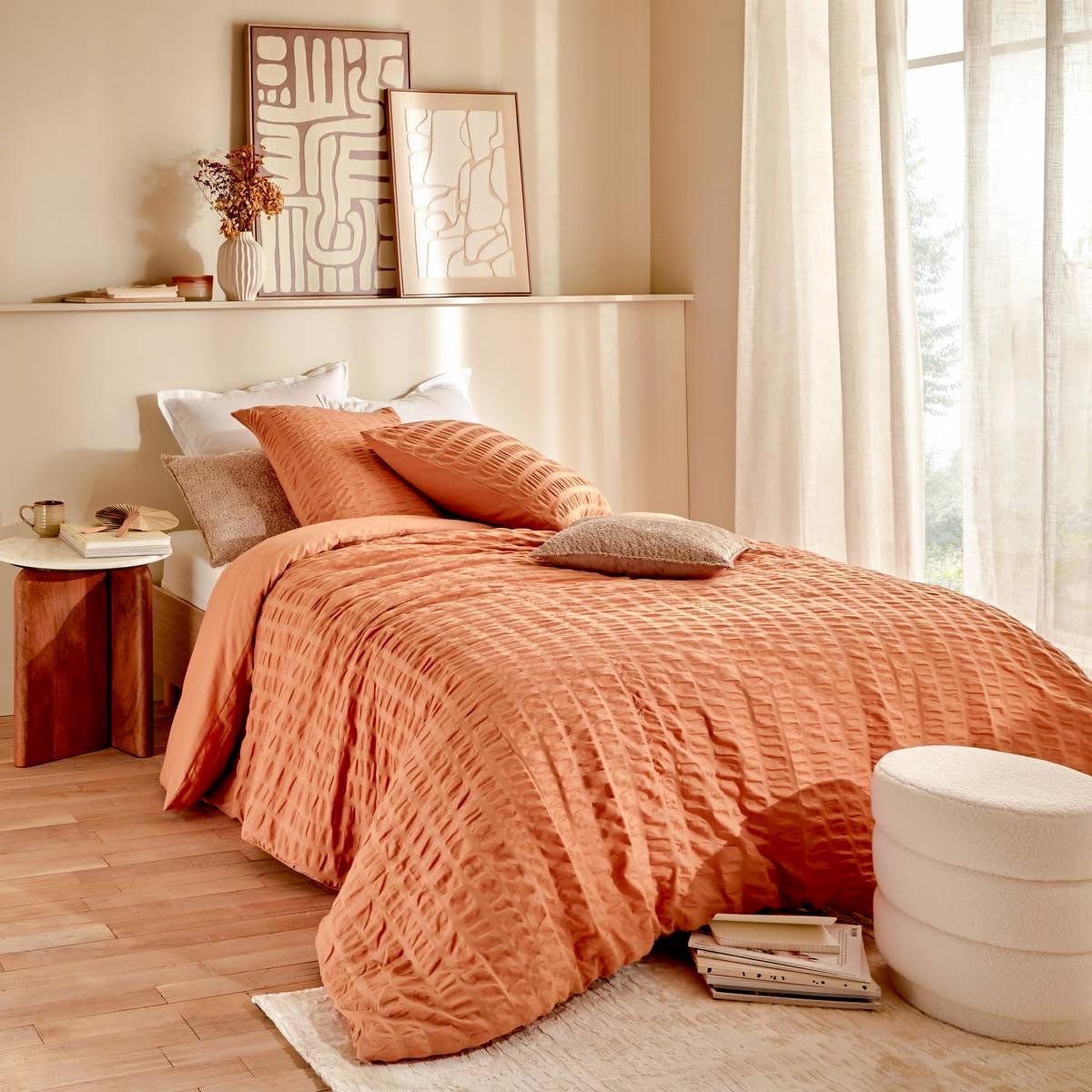 ATMOSPHERA Parure de lit 3 pièces  irhia  240x220cm terracotta