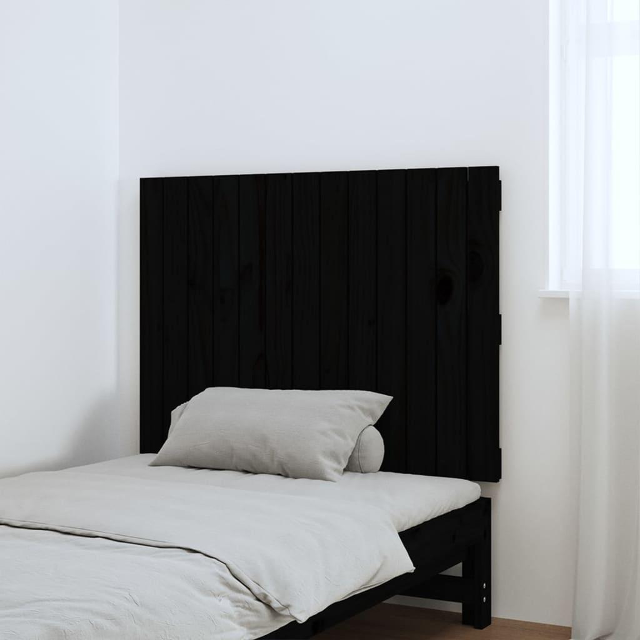 Voir la diapositive 3 : VIDAXL Tete de lit murale Noir 82,5x3x60 cm Bois massif de pin