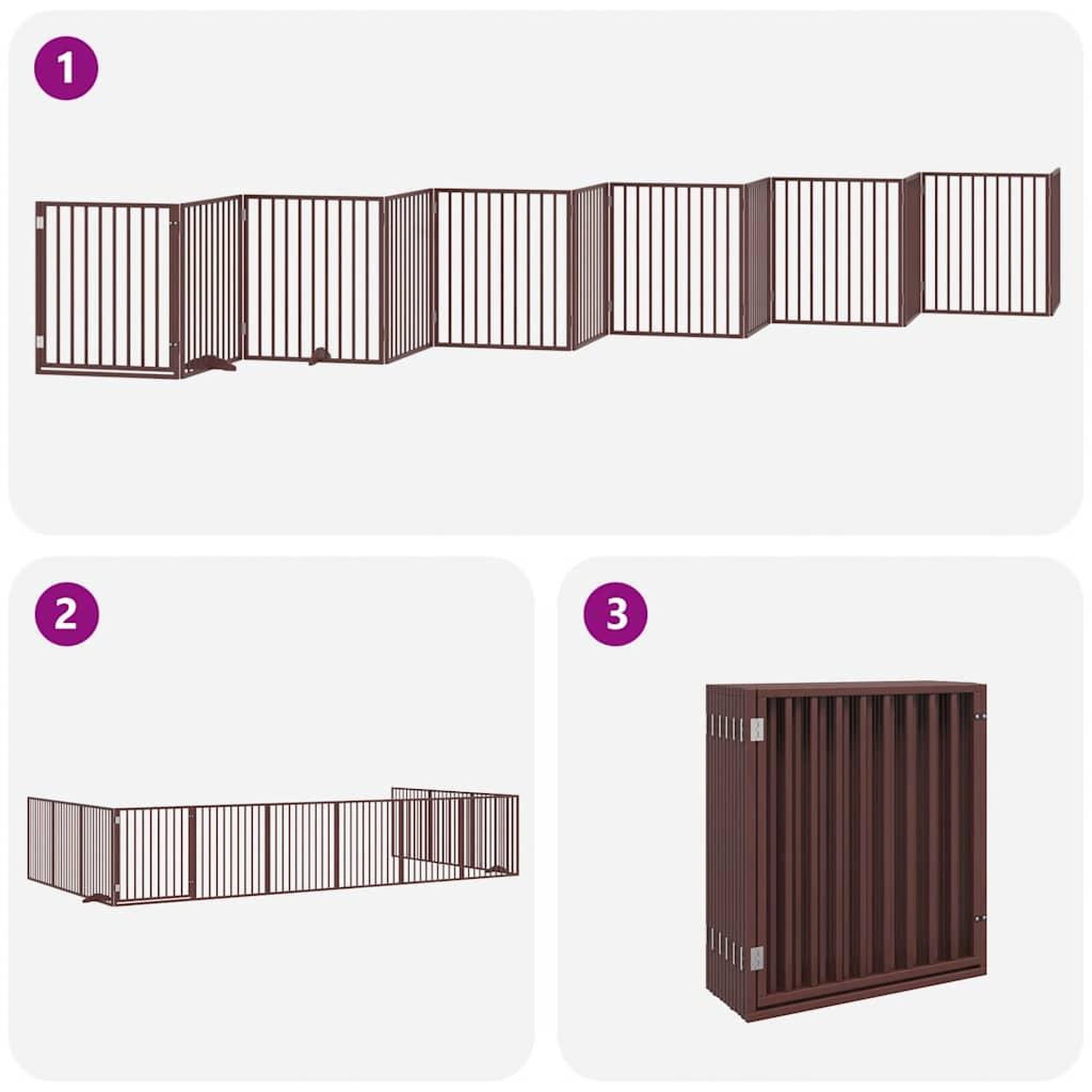 Voir la diapositive 5 : VIDAXL Barriere pour chien porte pliable 12 panneaux bois de peuplier