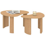 ID MARKET Lot de 2 tables basses gigognes COLINE 70/50 bois façon hêtre