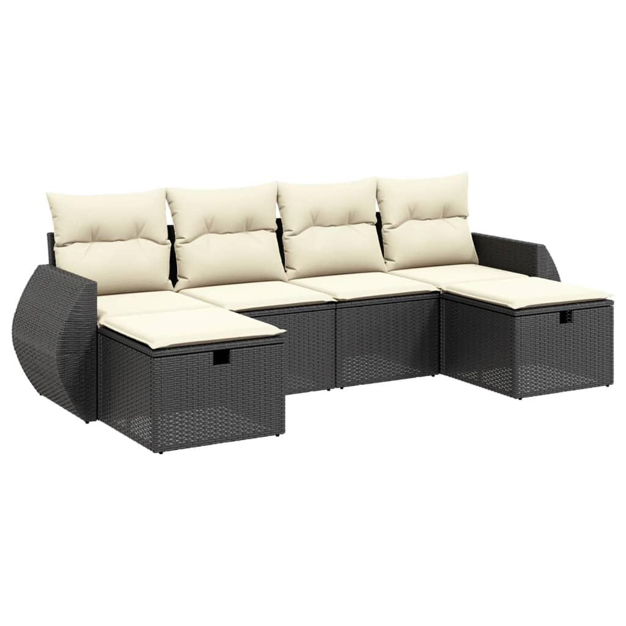 Voir la diapositive 2 : VIDAXL Salon de jardin 6 pcs avec coussins noir resine tressee