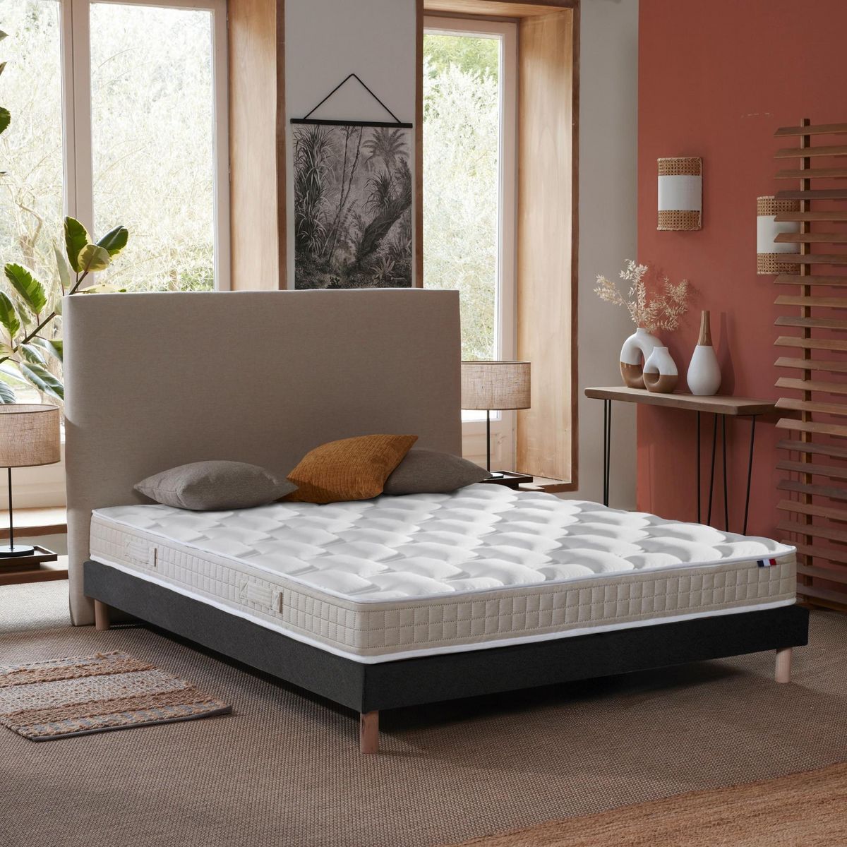 IDLITERIE Ensemble Matelas 100% latex 5 zones ORIGINEL + Sommier - Spécial Dos Sensible - Fabriqué en France