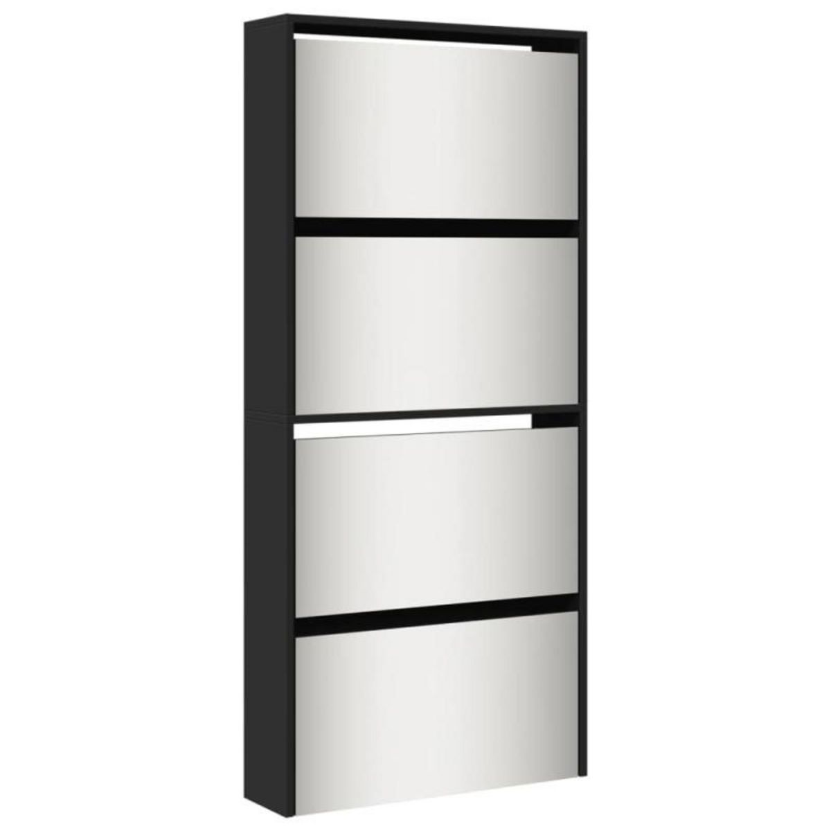 VIDAXL Armoire à chaussures avec miroir à 4 niveaux noir 63x17x134 cm