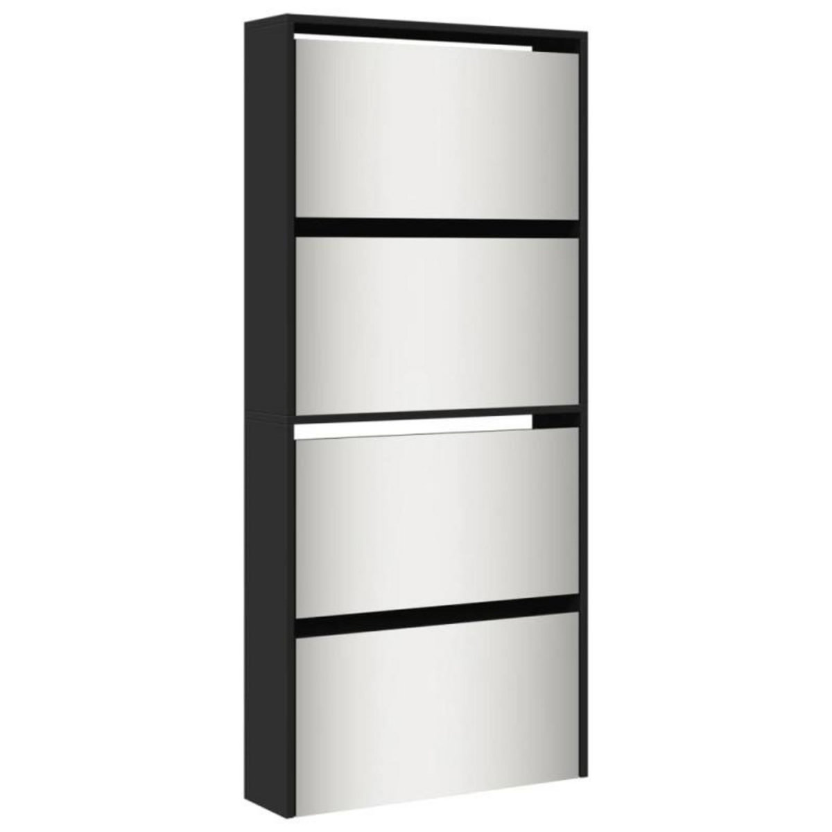 VIDAXL Armoire à chaussures avec miroir à 4 niveaux noir 63x17x134 cm