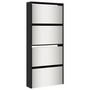 Voir la diapositive 2 : VIDAXL Armoire à chaussures avec miroir à 4 niveaux noir 63x17x134 cm