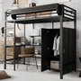 Voir la diapositive 4 : MERAX Lit mezzanine 90x200cm métal et bois coloris noir