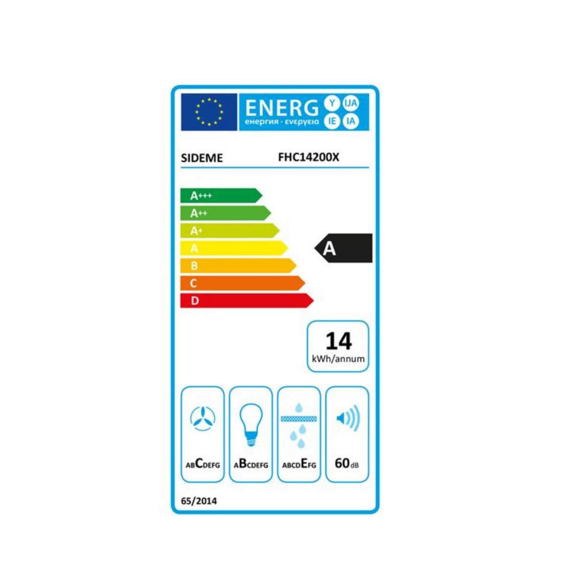 Fagor Hotte visière 60cm 189m3/h inox - FHC14200X