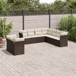 VIDAXL Salon de jardin avec coussins 9 pcs marron resine tressee