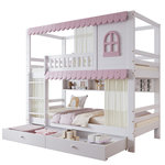 MERAX Lit superposé 90x200cm bois et mdf coloris blanc+rose