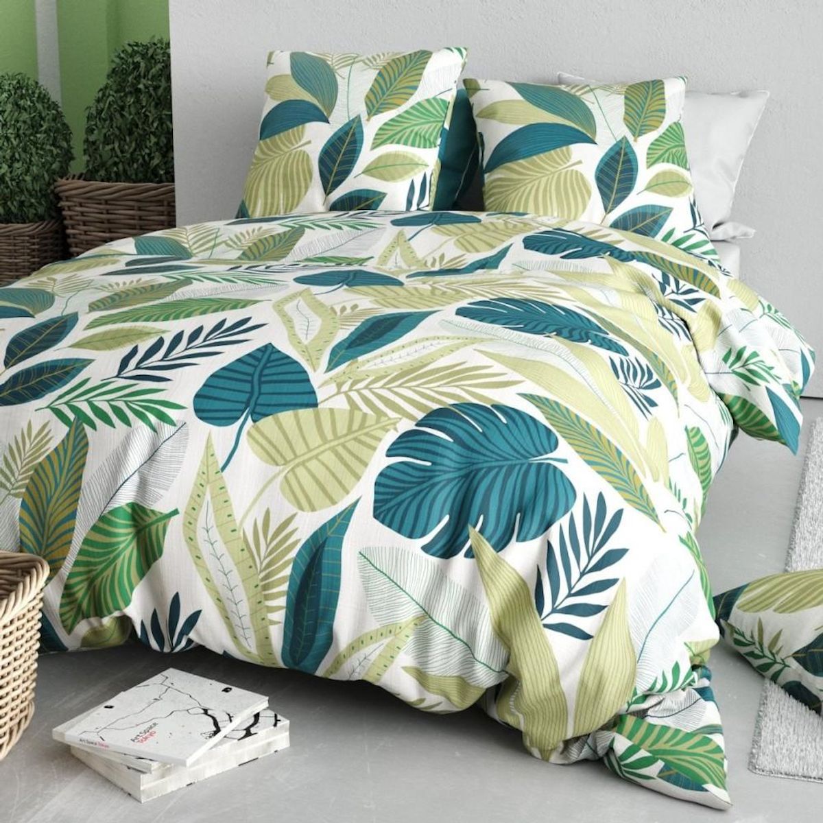 ATELIER DU COTON Housse de couette 260x240 + 2 taies en coton 57 fils