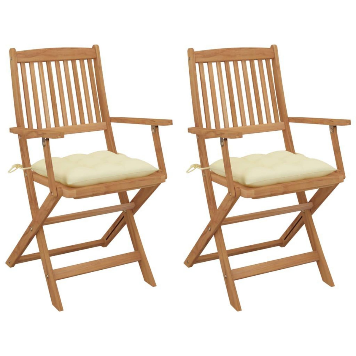 VIDAXL Chaises pliables de jardin lot de 2 avec coussins Bois d'acacia