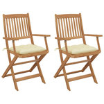 VIDAXL Chaises pliables de jardin lot de 2 avec coussins Bois d'acacia