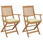 Voir la diapositive 1 : VIDAXL Chaises pliables de jardin lot de 2 avec coussins Bois d'acacia