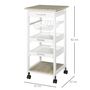 Voir la diapositive 3 : HOMCOM Chariot de service desserte de cuisine à roulettes panier + 2 plateaux amovibles, tiroir, étagère MDF chêne clair bois pin