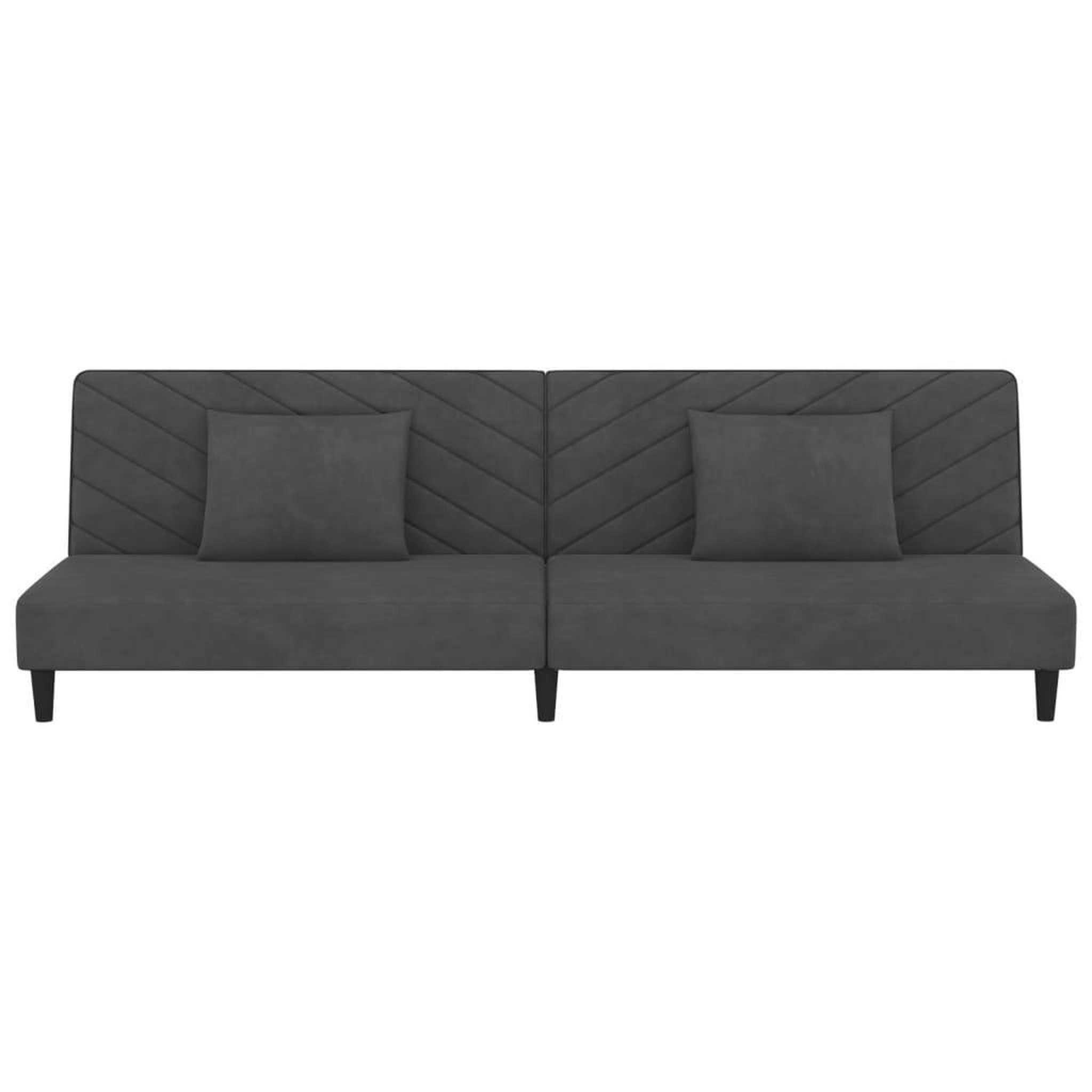 Voir la diapositive 5 : VIDAXL Canape-lit a 2 places avec deux oreillers Gris fonce Velours