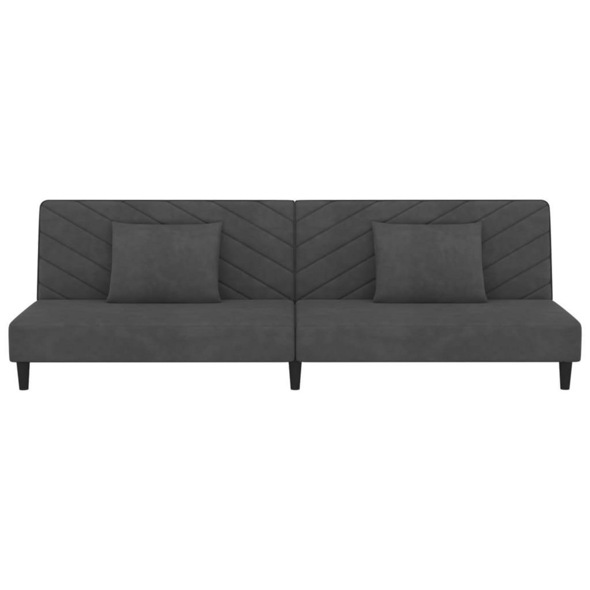 VIDAXL Canape-lit a 2 places avec deux oreillers Gris fonce Velours