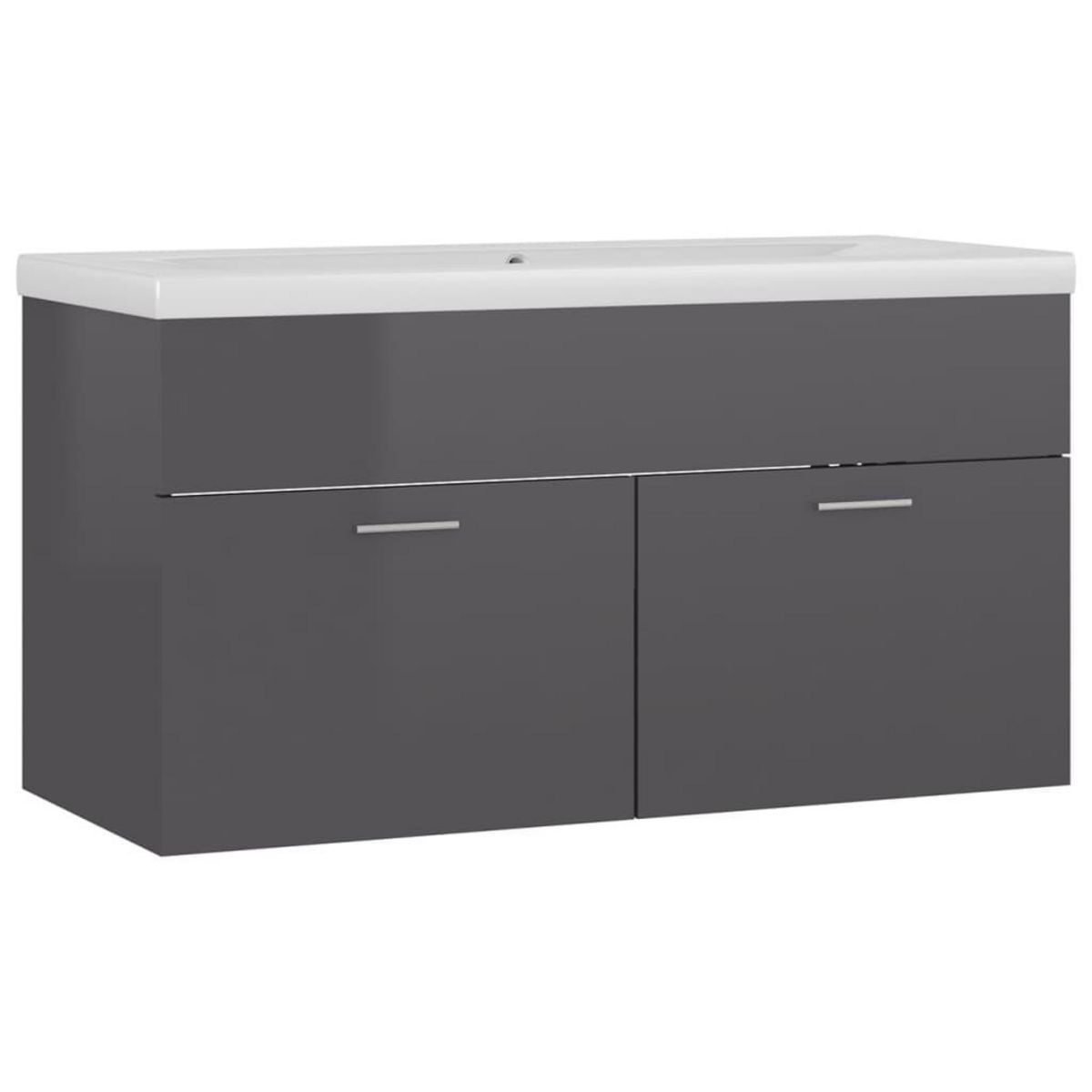 VIDAXL Armoire d'evier et lavabo integre Gris brillant Bois ingenierie