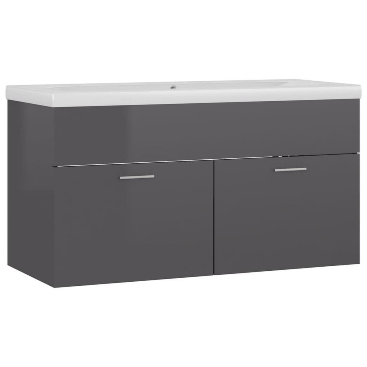 VIDAXL Armoire d'evier et lavabo integre Gris brillant Bois ingenierie