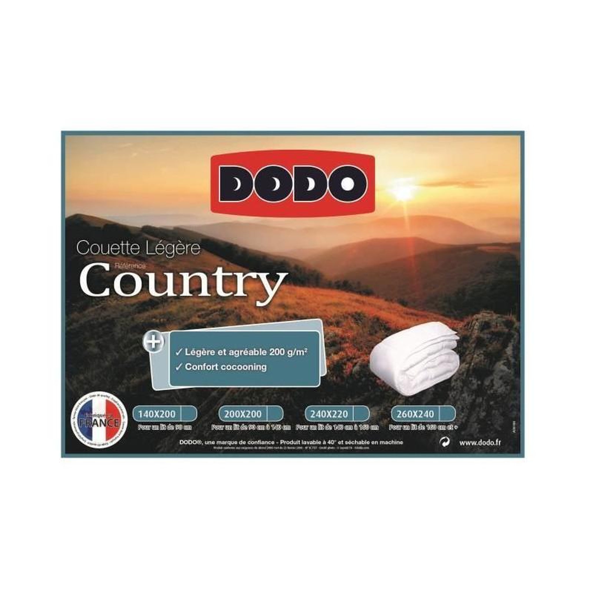 Voir la diapositive 3 : DODO DODO Couette legere Country - 240 x 260 cm - Blanc