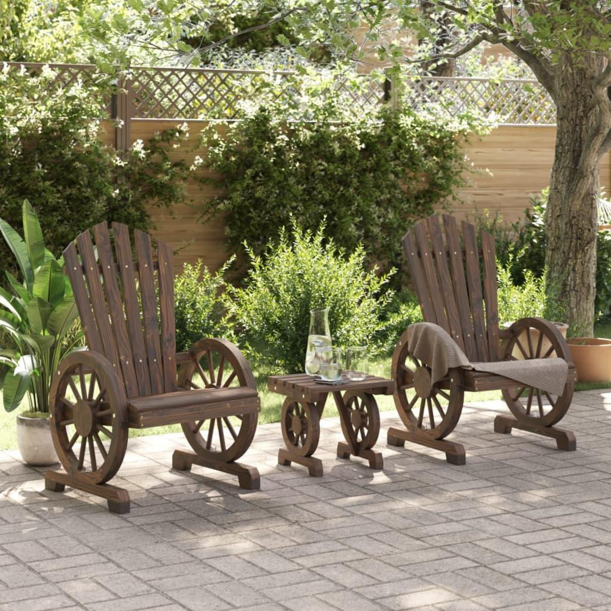 VIDAXL Salon de jardin 3 pcs bois de sapin massif
