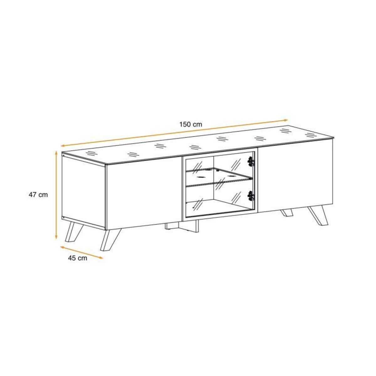 Paris Prix Meuble TV Design LED  Thin  150cm Noir & Naturel