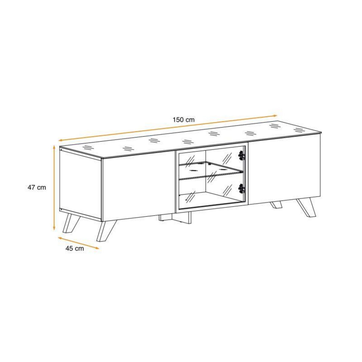 Paris Prix Meuble TV Design LED  Thin  150cm Noir & Naturel