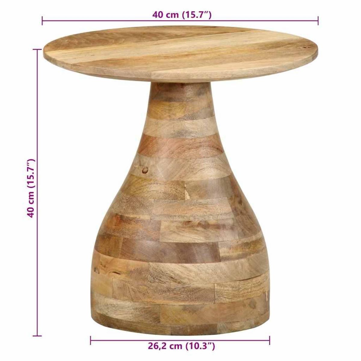 VIDAXL Table d'appoint Ø40x40 cm bois de manguier massif