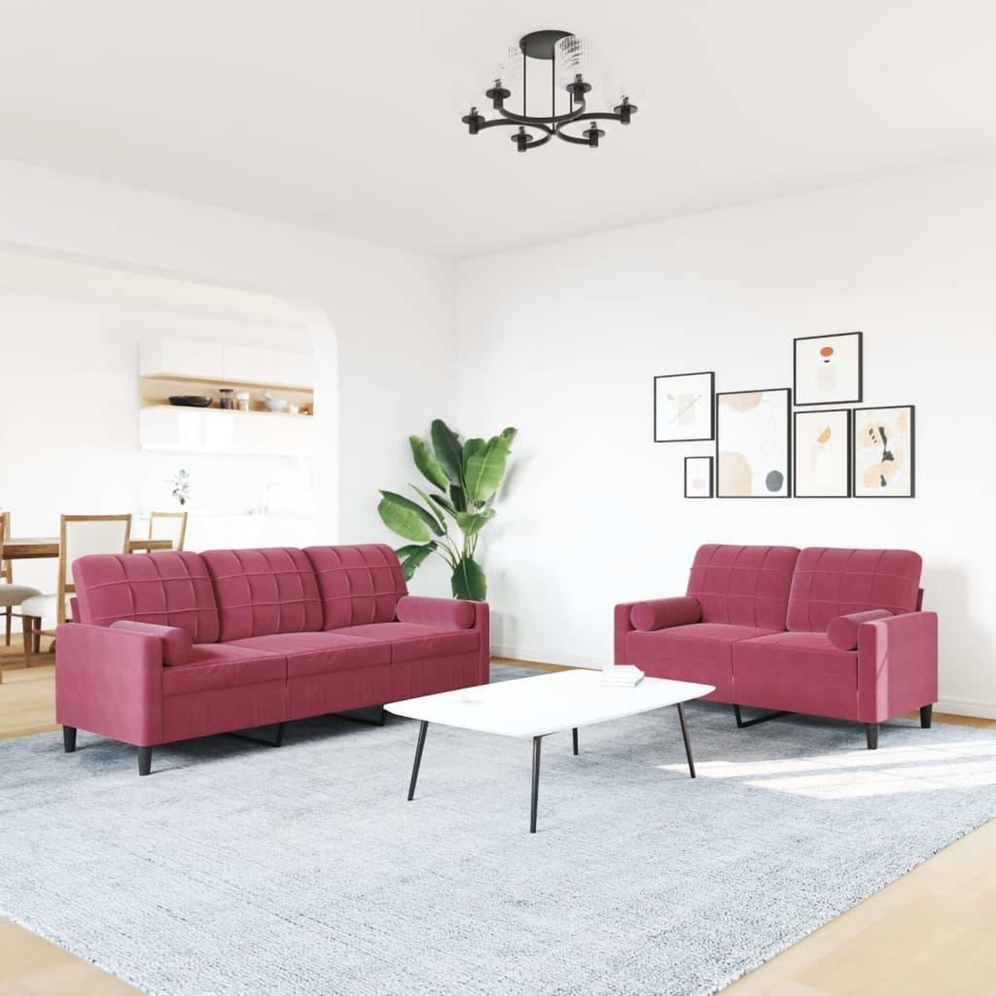 Voir la diapositive 3 : VIDAXL Ensemble de canapes 2 pcs avec coussins et traversins velours